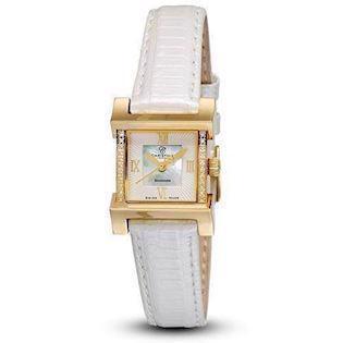 Christina Design London Damenuhr aus Gold mit weißem Armband und Diamanten